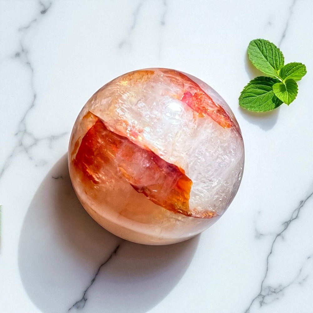 Radiant Fire Quartz‎ Hematoid Crystal Sphere | Healing Stone & Boho Decor